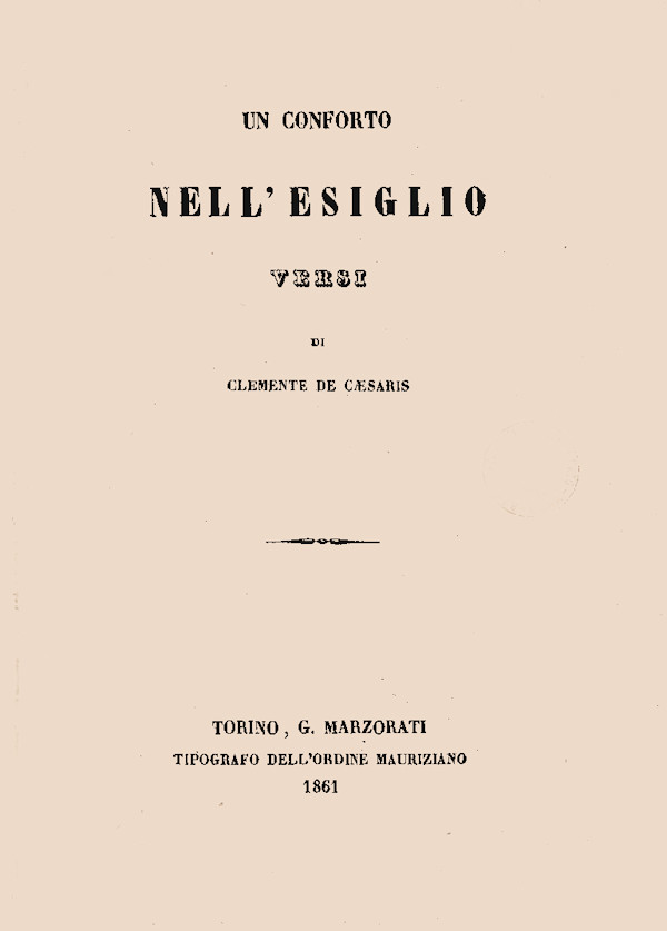 UN CONFORTO NELL'ESIGLIO - CLEMENTE DE CAESARIS - 1861
